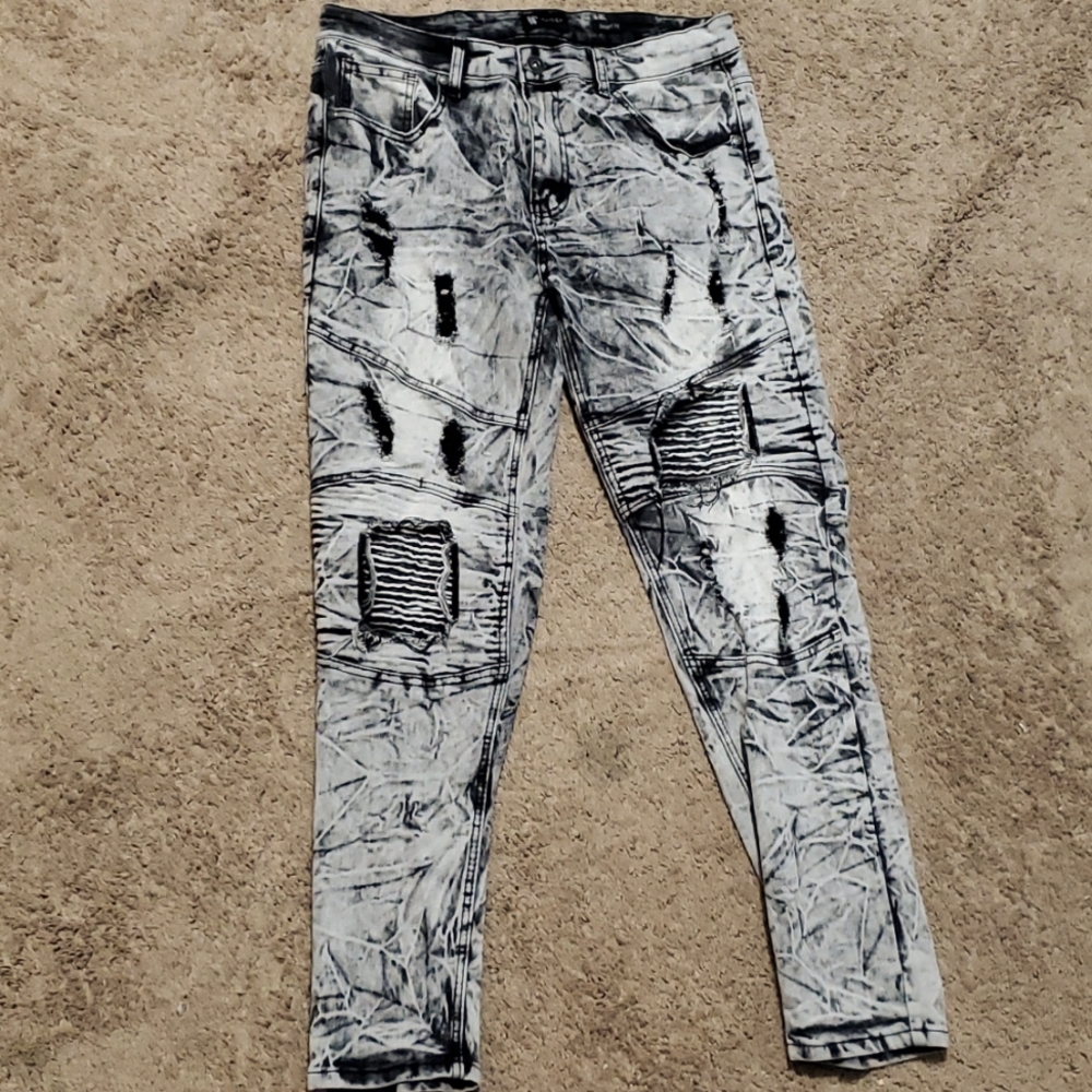 WAIMEA MEN SKINNY FIT. BLACK STONE WASHED JEANS. SIZE 34×30. NWOT